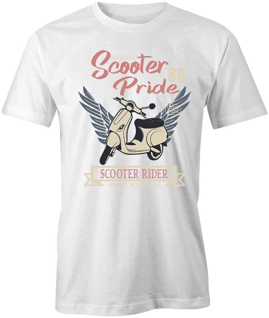 Scooter Pride Graphic T-Shirt - White Printed Tee for Men & Women | Casual Wear, Motorcycle Enthusiasts, Scooter Lovers Apparel