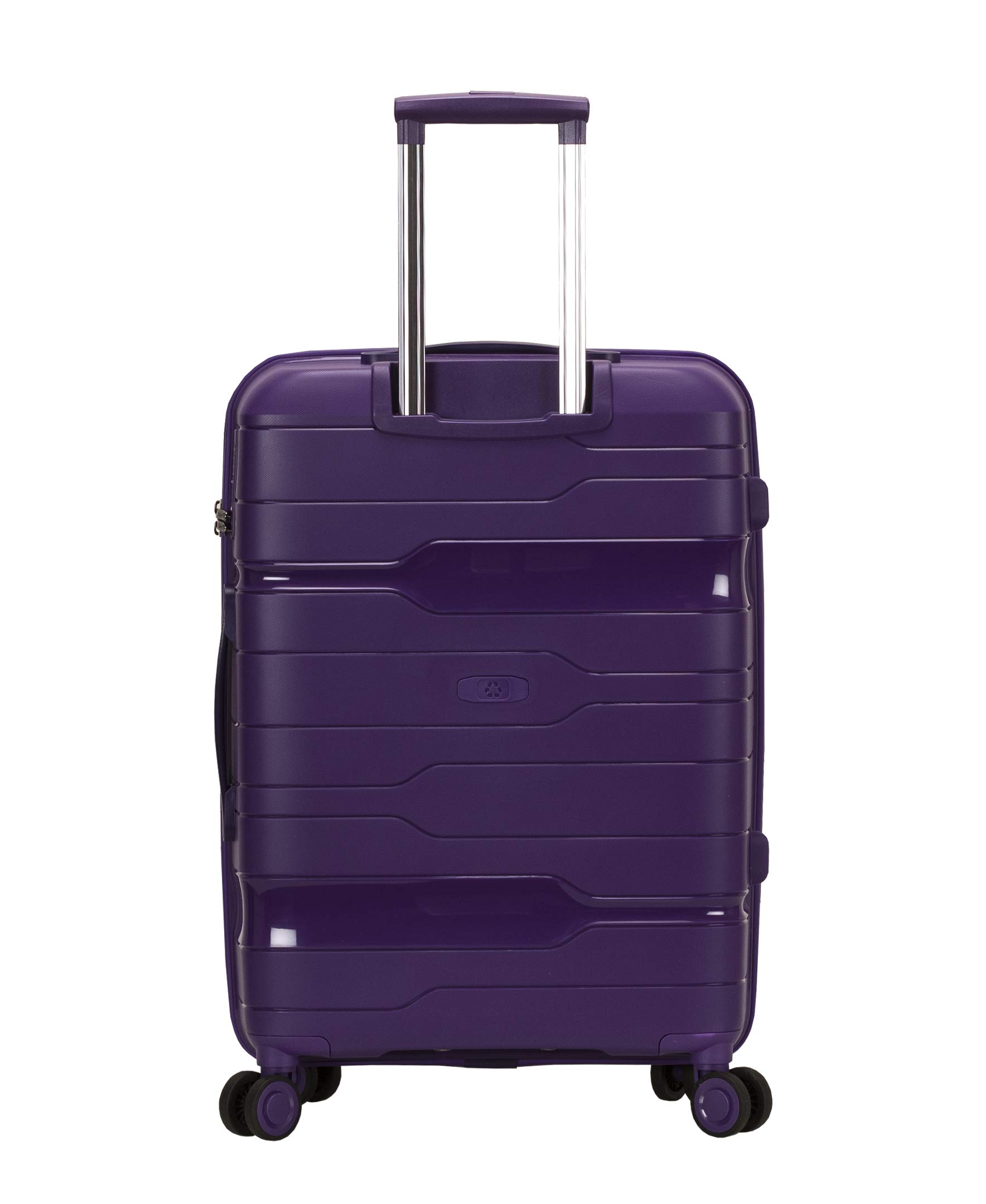 Rockland Linear Hardside Spinner Wheel Luggage Set - 3-Piece (19/23/27 Inch) Purple Suitcases for Travel, Lightweight & Durable Carry-On & Checked Bags - Perfect for Family Vacations, Business Trips & International Travel
