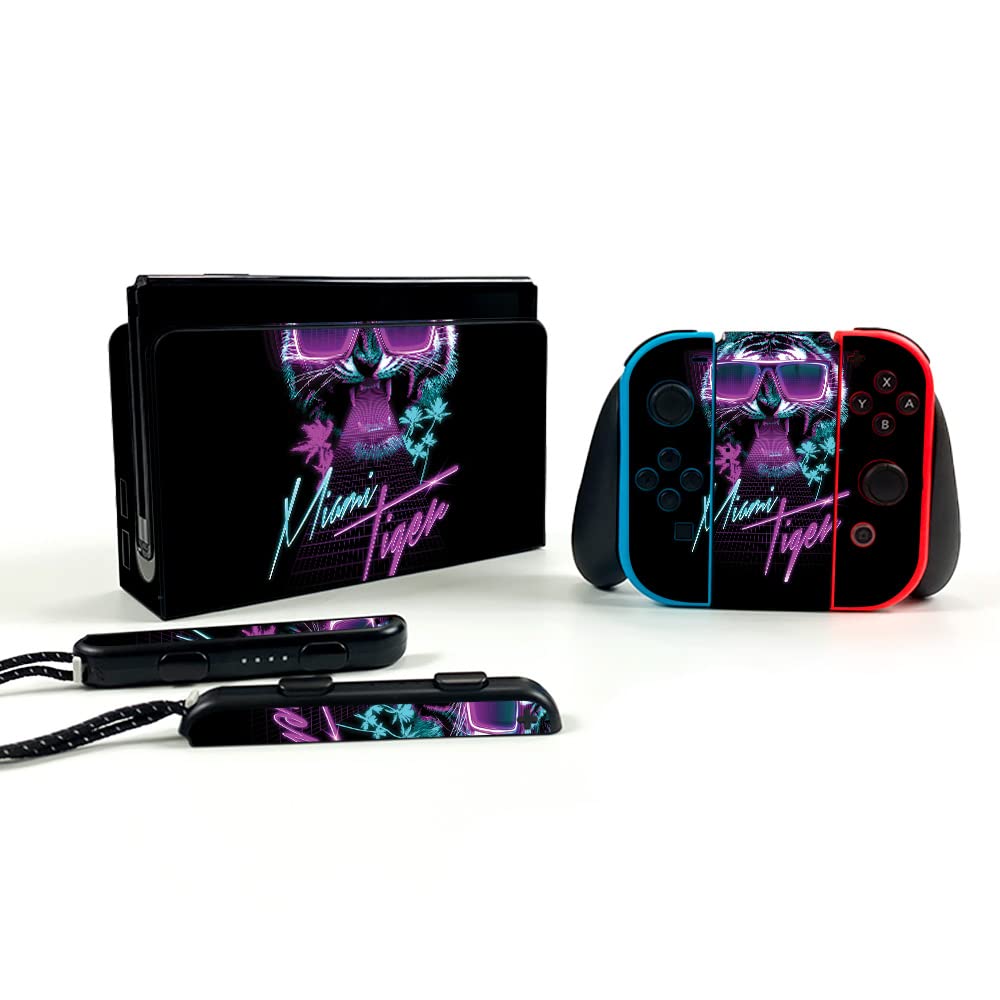 MightySkins Vinyl Decal Wrap Cover for Nintendo Switch OLED - Miami Tiger Design | Protective & Durable Skin | Easy to Apply & Remove | Made in USA | Perfect for Gaming, Travel & Personalization