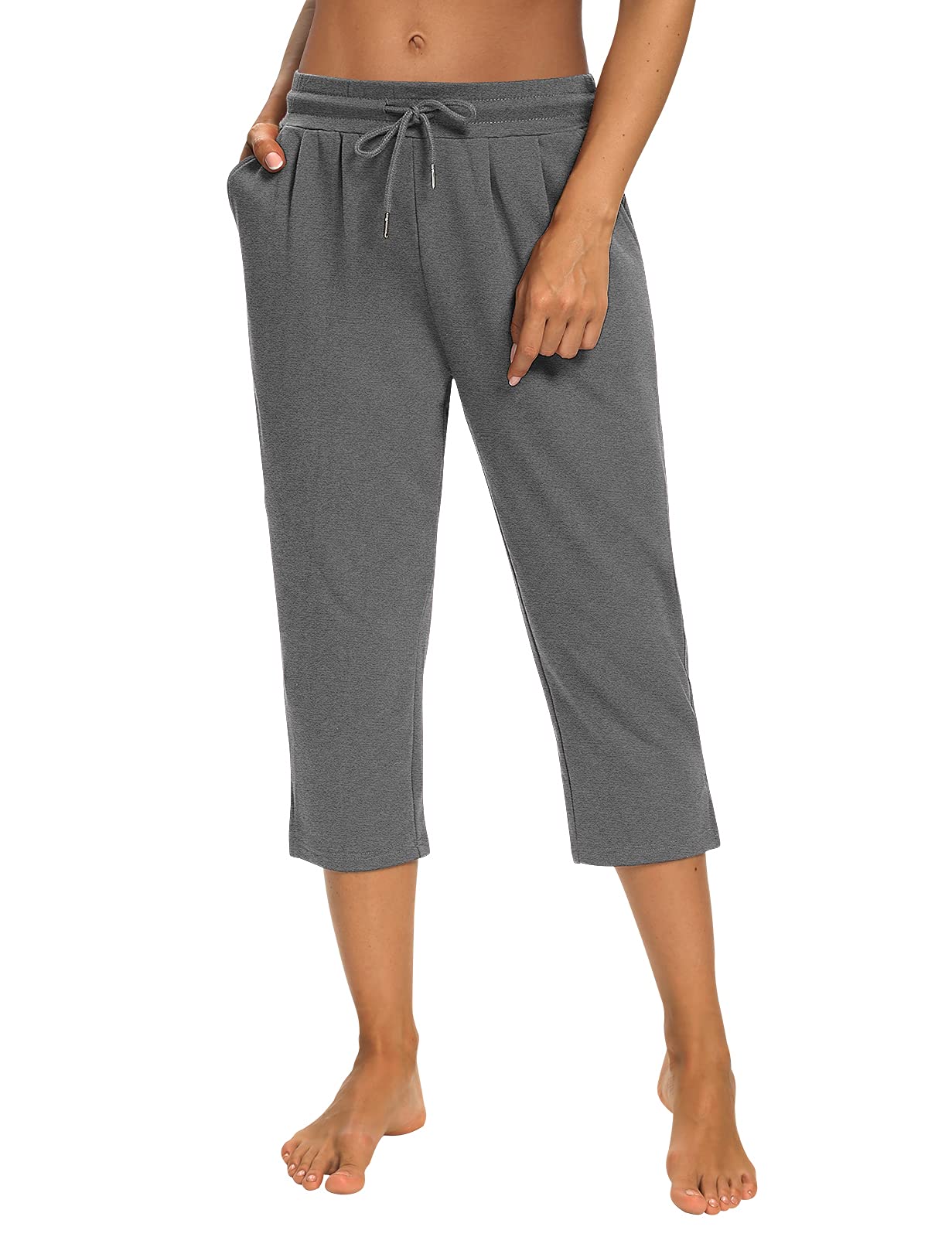 Women's Capri Yoga Pants - Loose Fit Workout Joggers with Drawstring & Pockets | Comfortable Lounge & Sleep Pajama Pants | Perfect for Yoga, Gym, Running, Travel & Home Relaxation