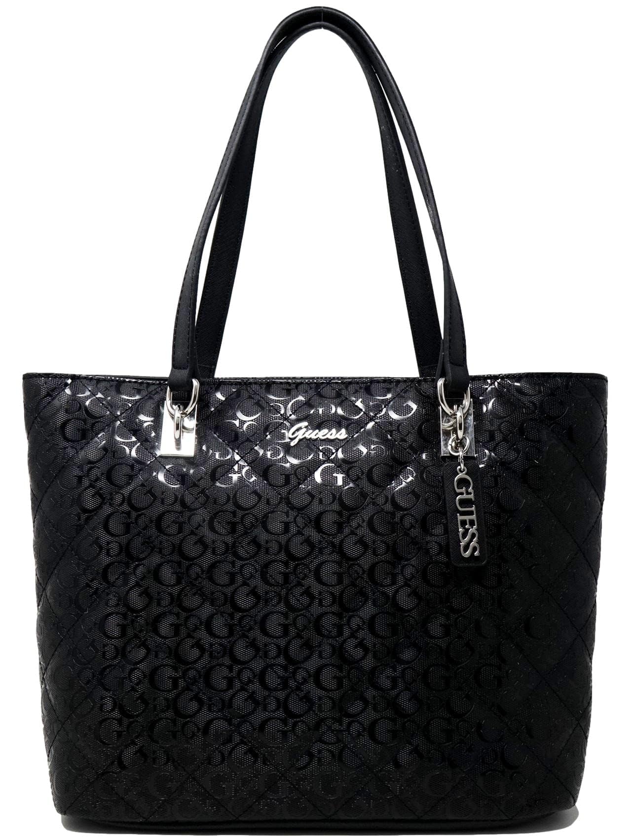 GUESS Women's Patent Leather Logo Tote Bag & Wallet Set - Black | Stylish Work Bag, Travel Purse & Everyday Carryall for Women