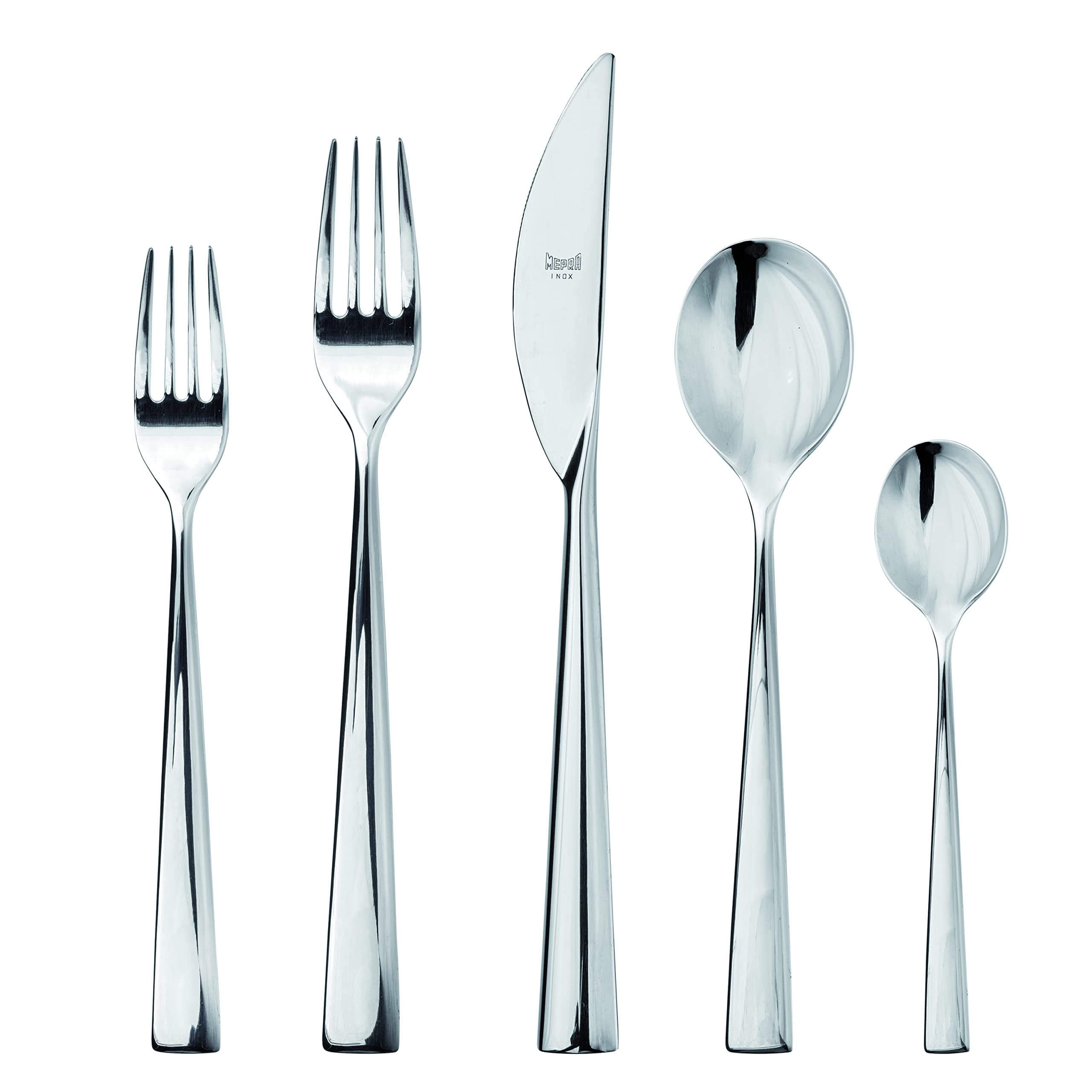 Premium MEPRA 20-Piece Stainless Steel Flatware Set - Elegant Metallic Silverware for Dining, Parties & Gifts