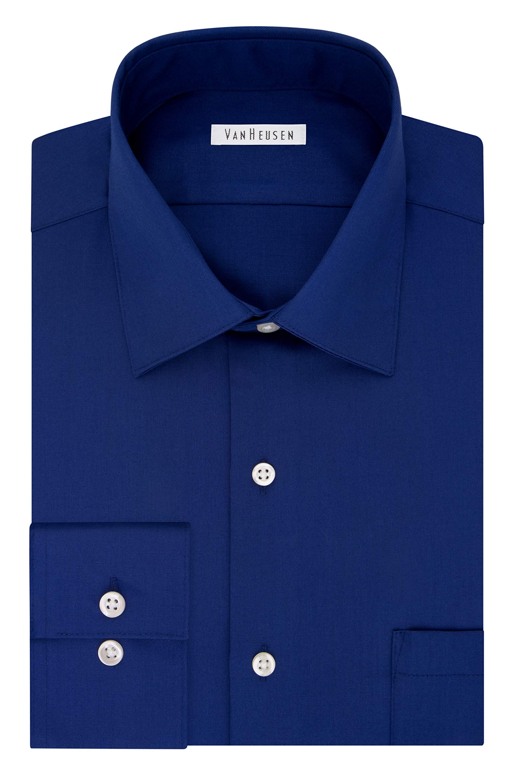 Van Heusen Men's Big & Tall Dress Shirts - Lux Sateen Stretch Solid Button Down Shirt for Work & Formal Occasions