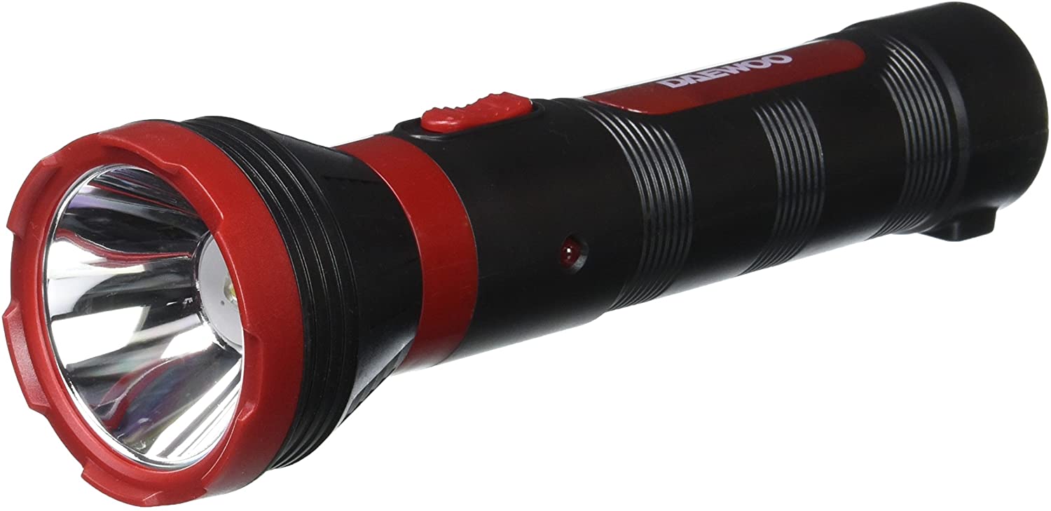 Daewoo DRL 610 Rechargeable 3W LED Flashlight - 4 Hours Runtime - Bright Handheld Torch for Camping, Hiking, Emergency & Power Outages