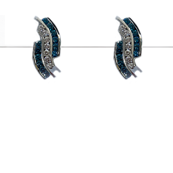 14K White Gold Blue Diamond Stud Earrings for Women - Elegant & Timeless Jewelry Gift for Birthday, Anniversary & Special Occasions