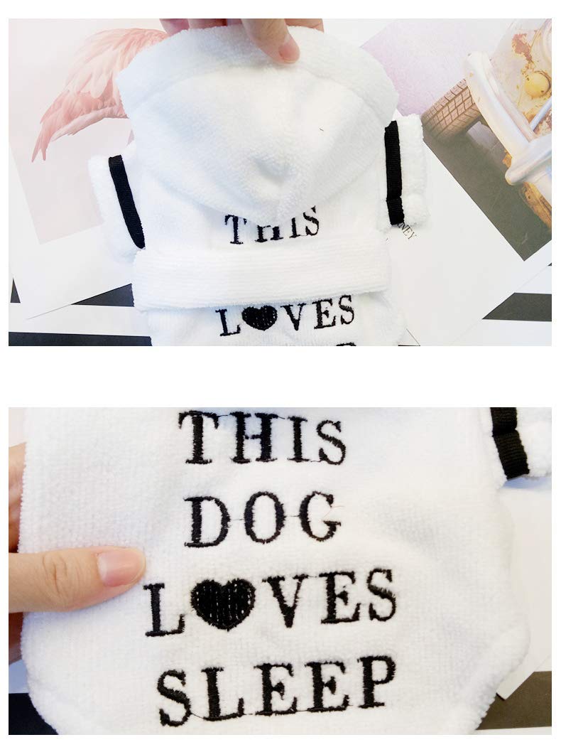 Premium Dog Bathrobe - Soft & Warm Quick-Drying Pet Towel Coat for Small Dogs & Cats (White, Size S) - Perfect for Post-Bath, Winter Warmth & Cozy Lounging