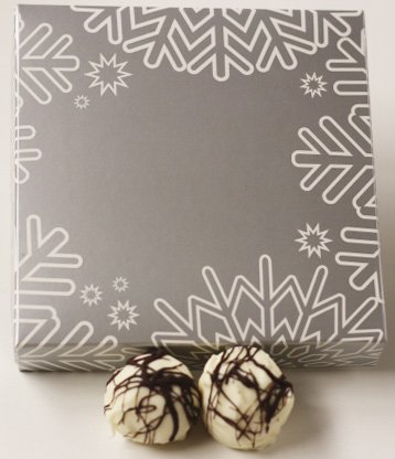 Scott's Cakes Premium Milk Chocolate Truffles Covered in White Chocolate - 8 oz Snowflake Gift Box - Perfect for Holidays, Birthdays & Corporate Gifts