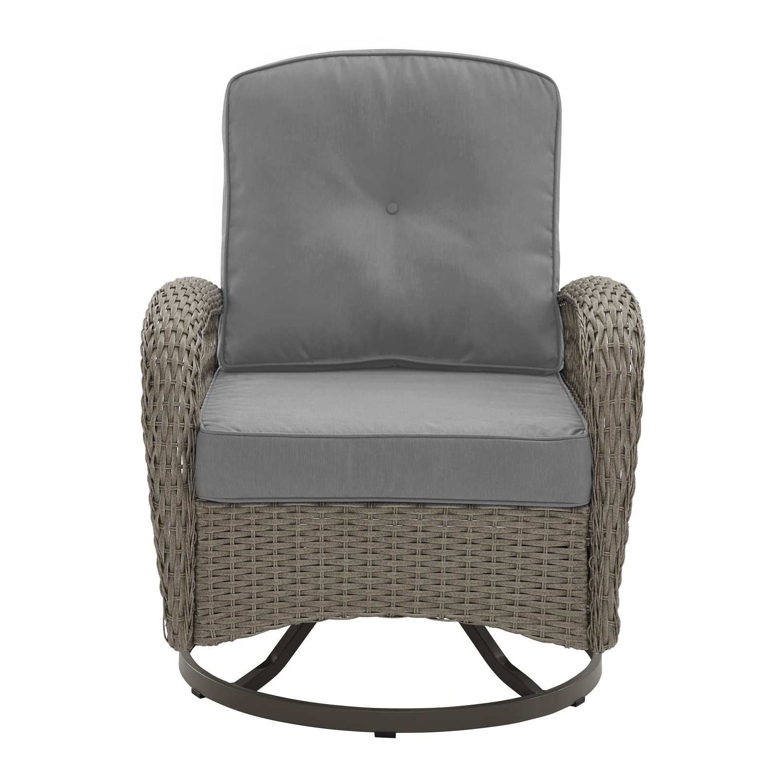 3-Piece Patio Furniture Set - Grey Rattan Outdoor Bistro Set with 2 Wicker Chairs & Table, 3.9