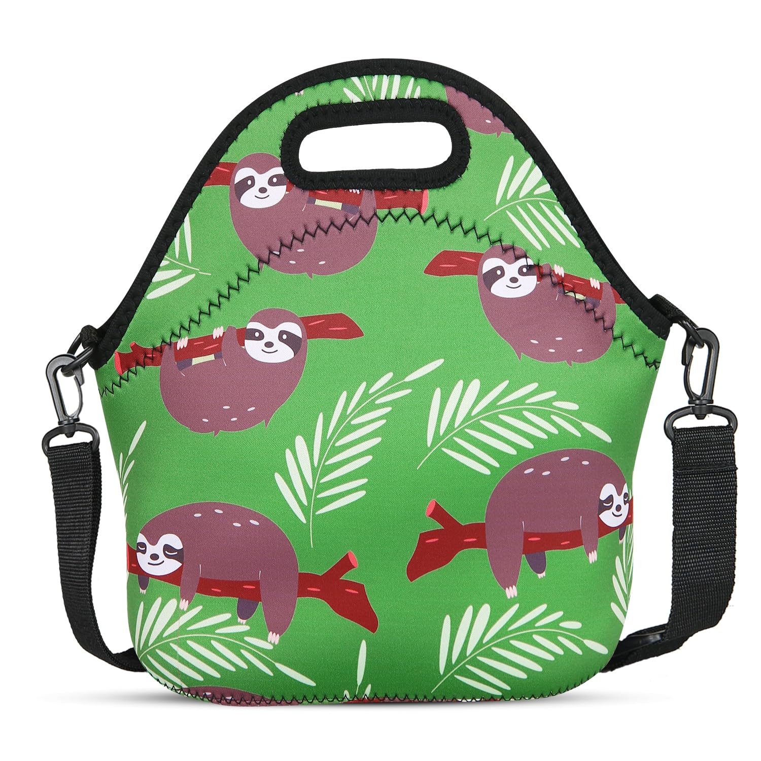 Violet Mist Neoprene Insulated Lunch Bag - Waterproof Reusable Food Tote for Work, Picnic & Travel | Sloth Design Lunch Box Organizer for Women & Men | Perfect Office Lunch Carrier & Gift Idea