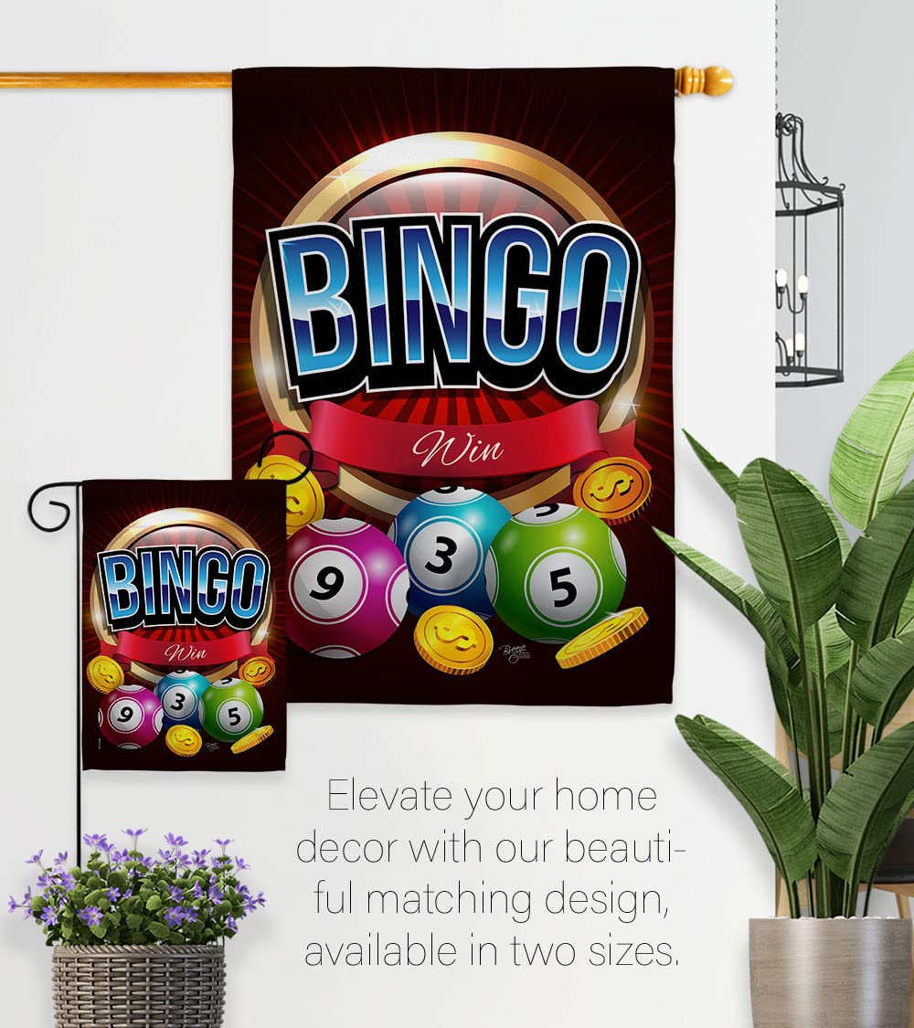 Breeze Decor Bingo House Flag Set 28x40 with Pole - Outdoor Garden Decor