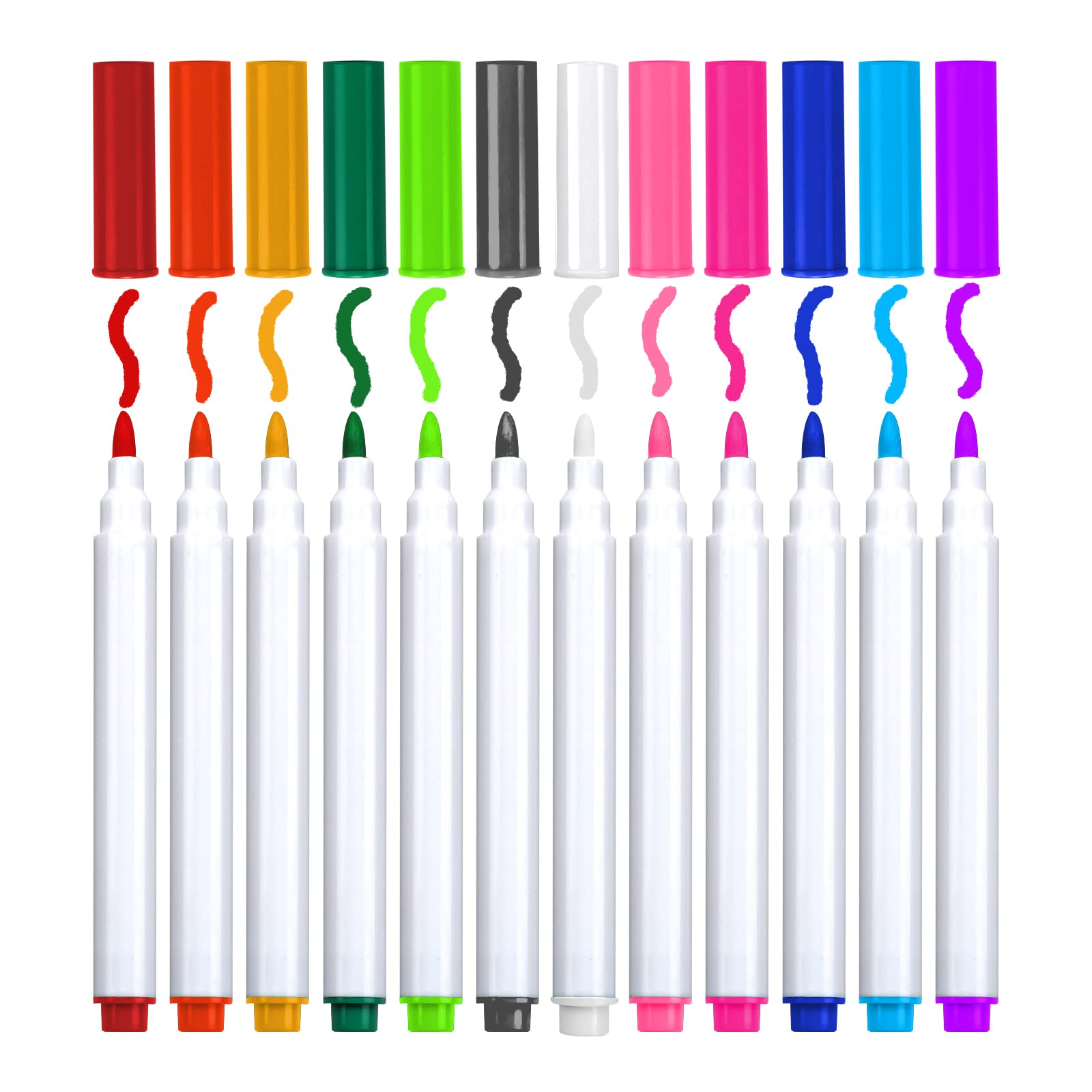 Erasable Liquid Chalk Markers - 12 Pack Washable Wet Erase Markers for Chalkboard, Glass, Windows & Blackboard - Vibrant Multicolor Chalkboard Markers for Signs, Restaurants, Classrooms & DIY Projects