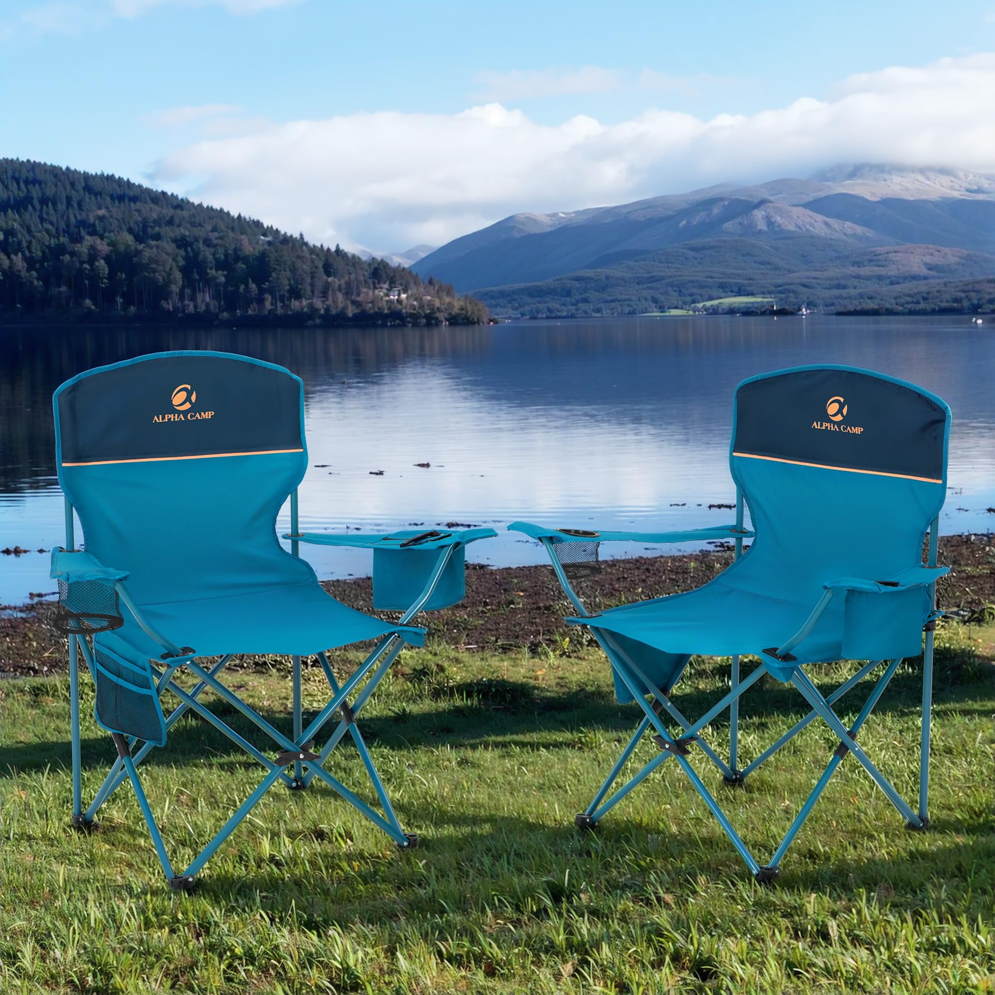 2 Pack Portable Camping Chairs for Adults - Lightweight Folding Outdoor Lawn Chairs with 225lbs Capacity - Perfect for Camping, Beach, Tailgating, Picnics & Backyard Relaxation (Blue)