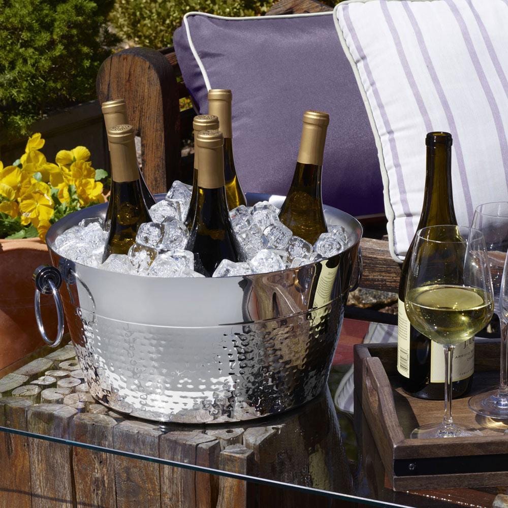 12 Quart Hammered & Polished Stainless Steel Beverage Tub - Perfect for Parties, BBQs, and Outdoor Gatherings