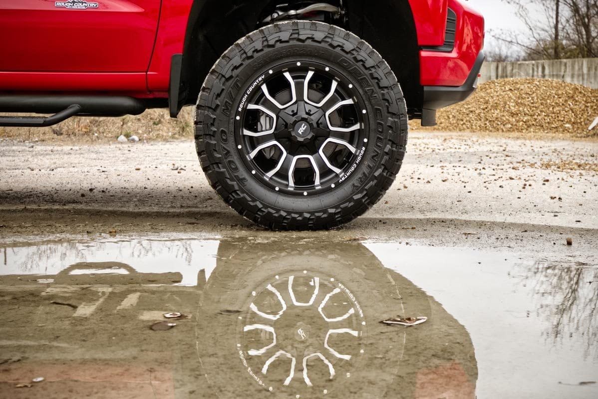 Rough Country 20x10 Black Milled Accents Wheel - 6x5.5 & 6x135 Bolt Pattern, -18mm Offset | Painted & Test Mounted | Perfect for Off-Road Trucks, Jeeps & SUVs