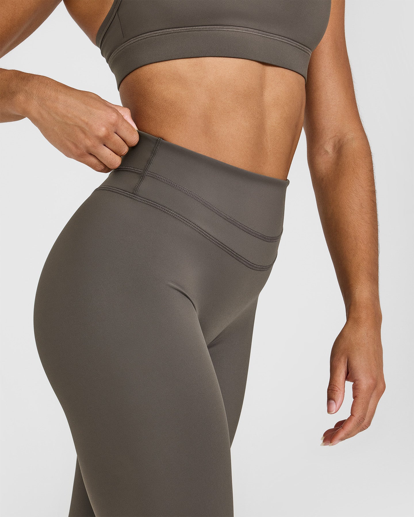 High Waisted Leggings for Women - Seamless Tummy Control Yoga Pants in Deep Taupe | Perfect for Workout, Yoga & Everyday Wear