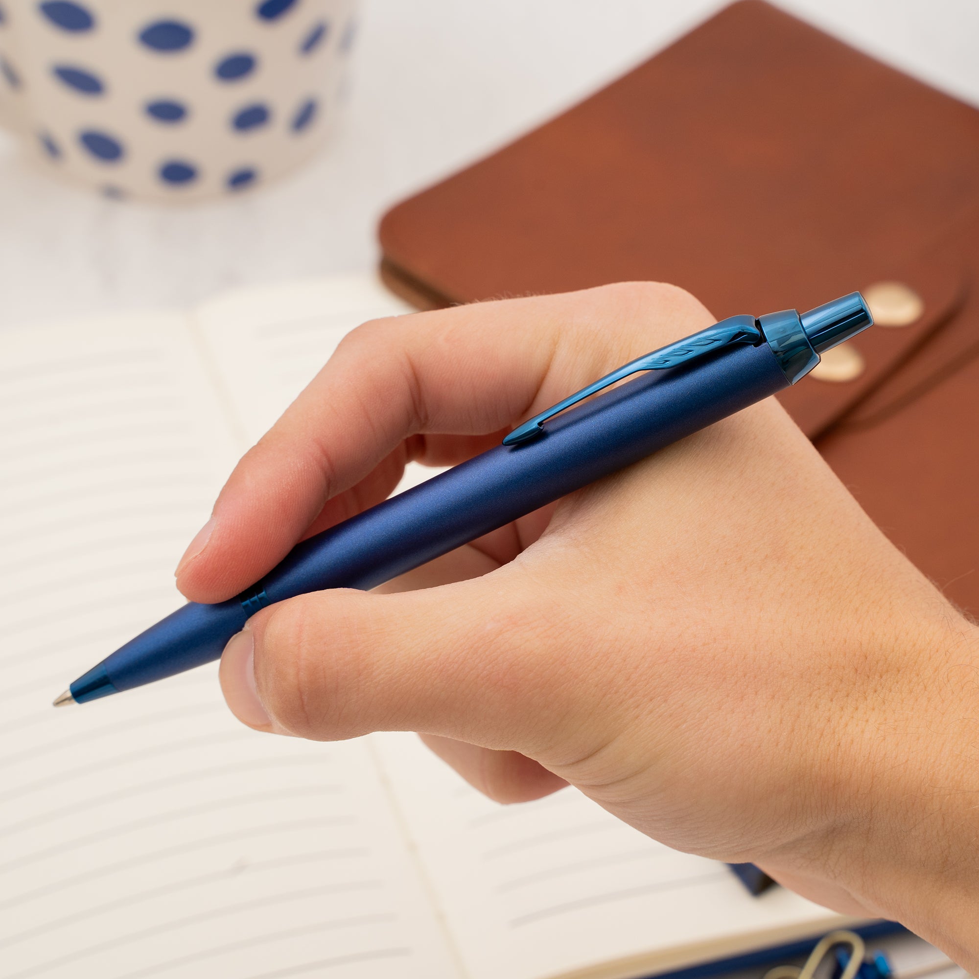 Parker IM Ballpoint Pen - Monochrome Blue Ink, Premium Stainless Steel Design - Perfect for Office, School & Professional Use