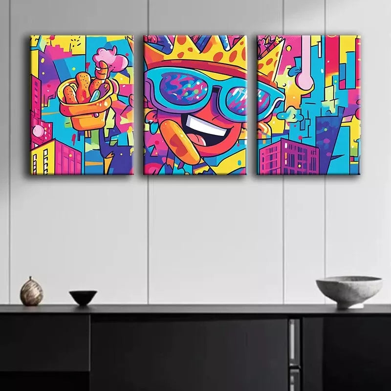 3-Piece Cartoon Wall Art Set - Framed Canvas Prints 40x60cm (16x24in) - High Quality Australian Made Home Decor - Perfect for Kids Room, Nursery, Playroom & Living Room Wall Decoration
