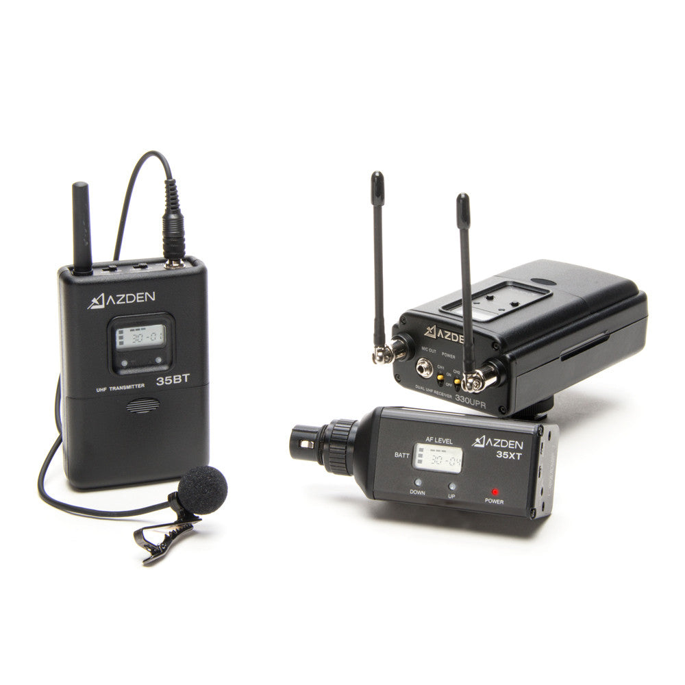 Azden AN330LX Professional 2-Channel UHF Wireless System with XLR Plug & Lavalier Mic - Ideal for Live Performances, Broadcast, and Studio Recording