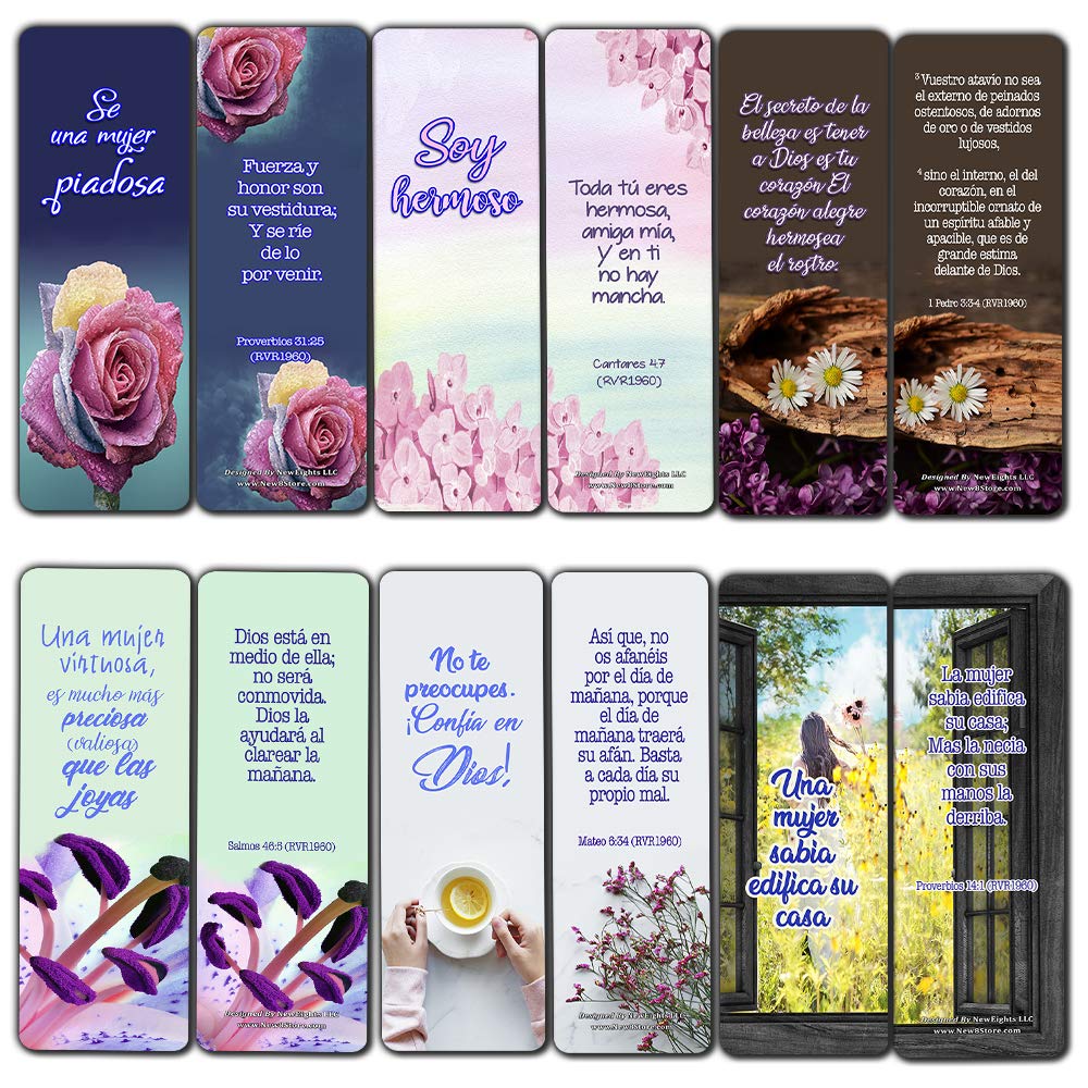 30 Pack Spanish Devotional Bible Verse Bookmarks for Women - Uplifting Bible Quotes & Inspirational Texts | Perfect for Daily Devotion, Bible Study, Church Gifts & Christian Encouragement