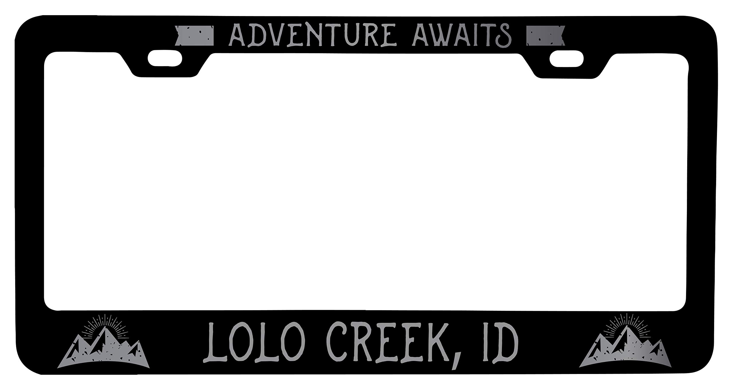 Custom Laser Etched Vanity Black Metal License Plate Frame - Personalized Car Accessory for Idaho Lolo Creek - Perfect for Gifts, Car Enthusiasts & State Pride