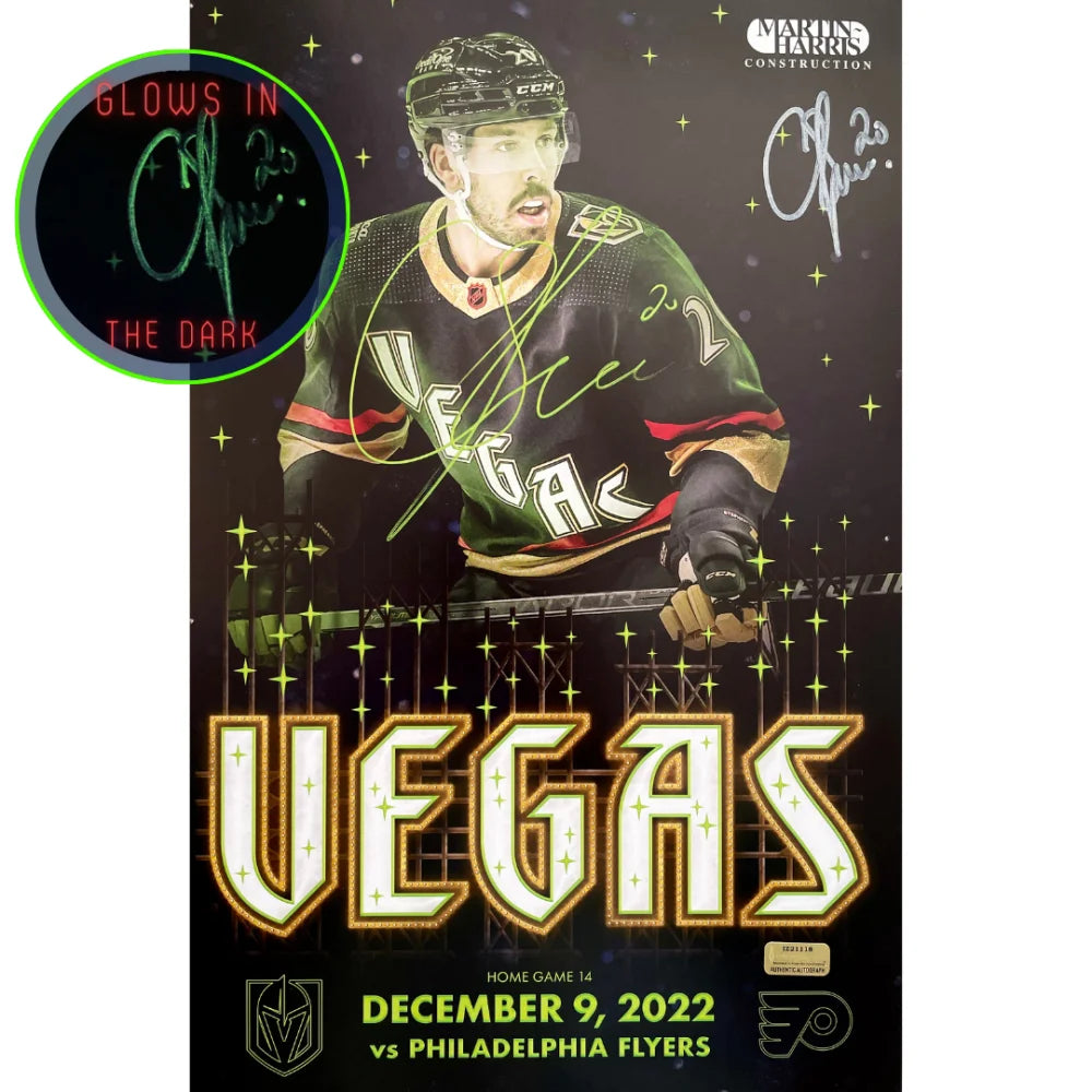 Chandler Stephenson Vegas Golden Knights Autographed Glow in the Dark 11x17 Poster Photo - Signed Memorabilia for Hockey Fans, Man Cave Decor, Sports Collectibles Gift