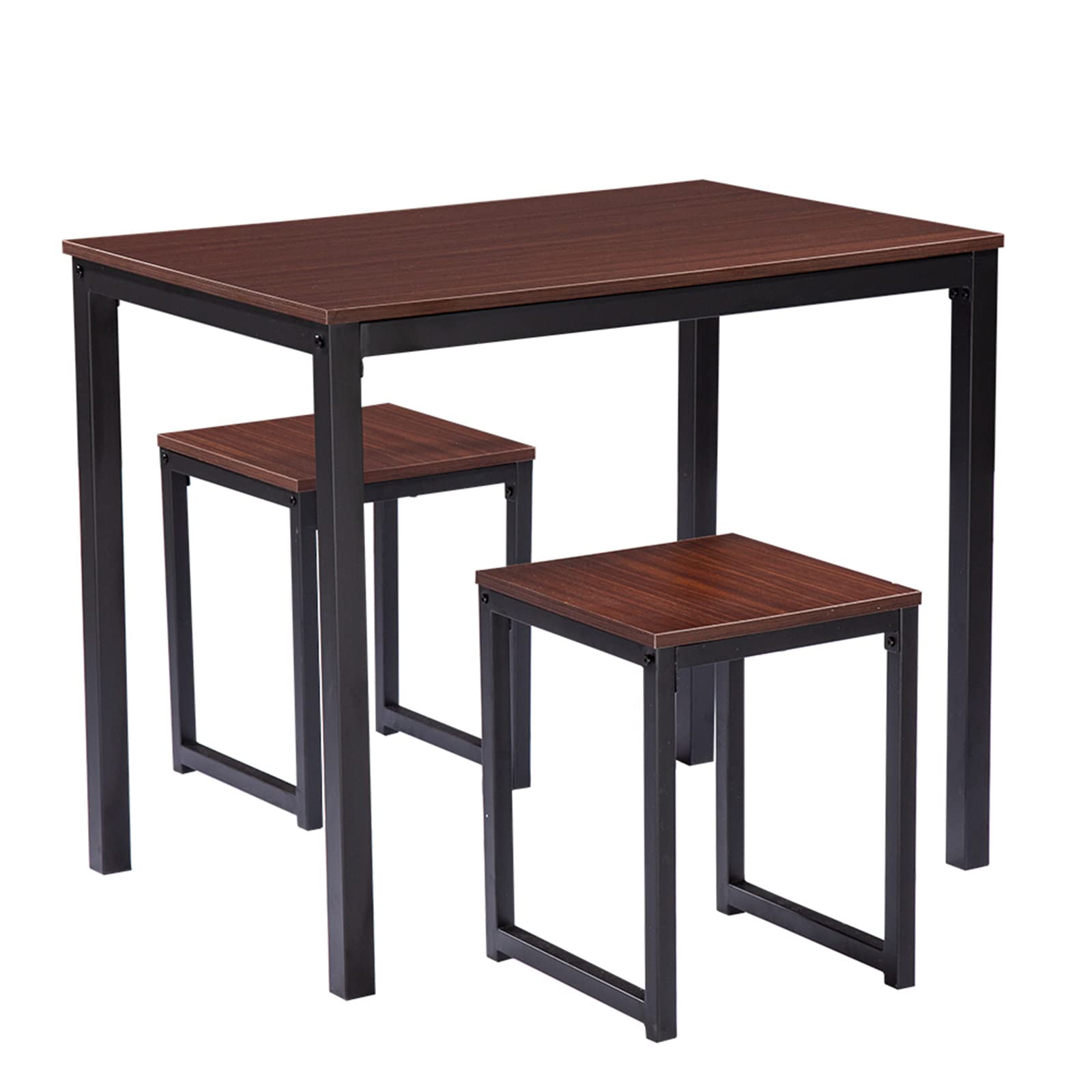 Compact Round Kitchen Table Set for 2 - 3 Piece Small Space Dining Set with 2 Chairs, Breakfast Nook Table & Wine Rack - Perfect for Apartments, Tiny Homes & Cozy Breakfast Nooks (Walnut)