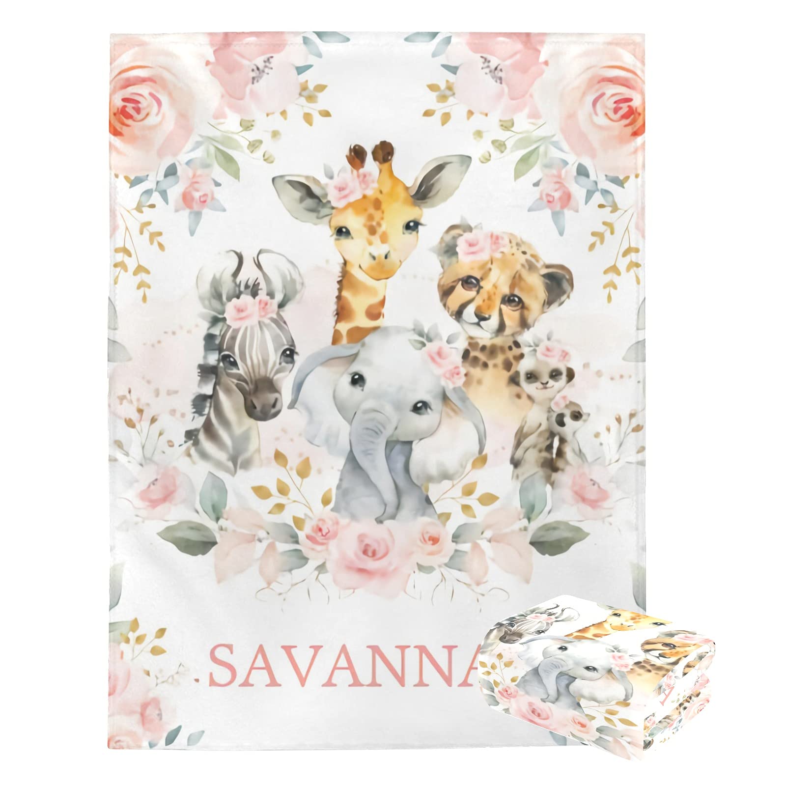 Personalized Baby Blanket with Name - Custom Elephant Blanket for Boys & Girls | Super Soft Newborn Blanket | Neutral Nursery Decor | Perfect Baby Shower Gift & Cozy Nursery Essential