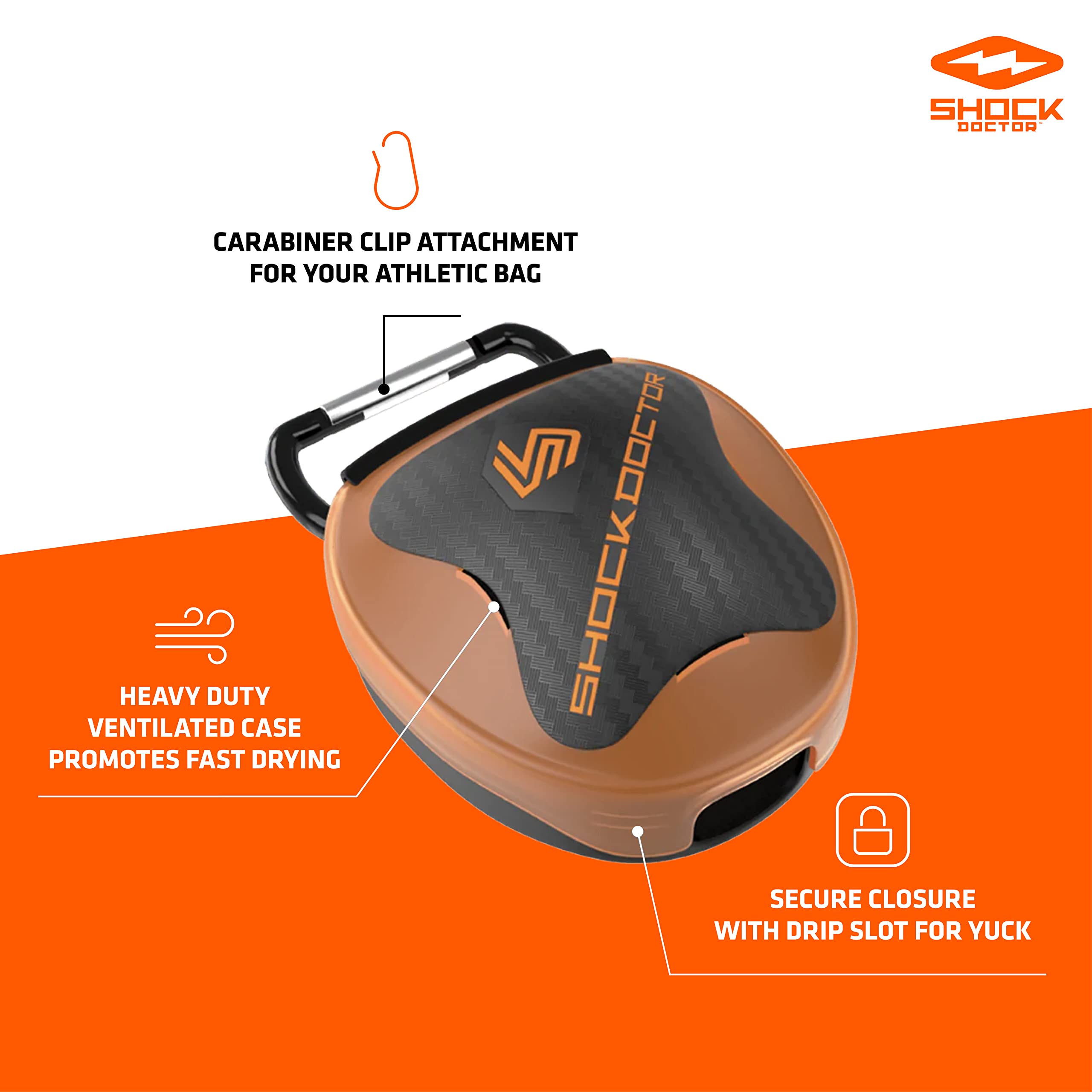 Shock Doctor Antimicrobial Mouth Guard Case - Protective Storage for Sports & Fitness - Perfect for Football, Hockey, Boxing & MMA Training