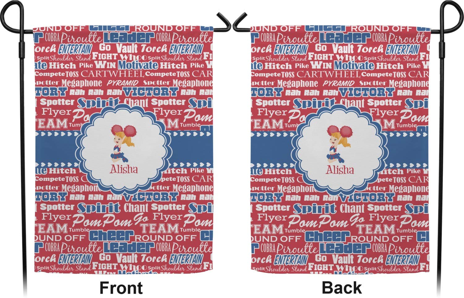 Custom Cheerleader Garden Flag - Double-Sided with Name for Outdoor Decor