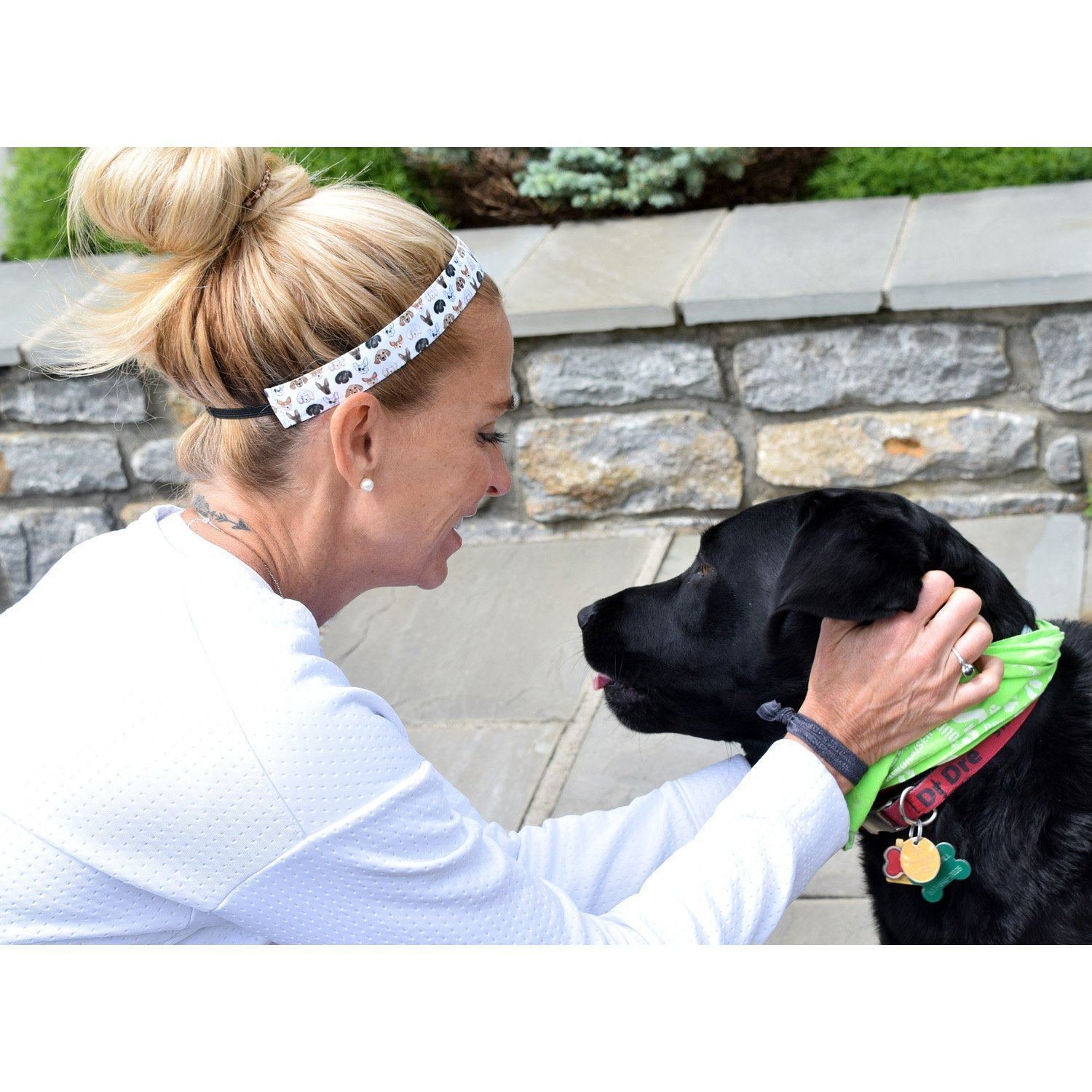 Non-Slip Velvet-Lined Headbands for Women & Girls - 2 Pack Workout Hairbands (Dogs Days & Wicked Black) - Perfect for Yoga, Running, Gym & Sports Activities