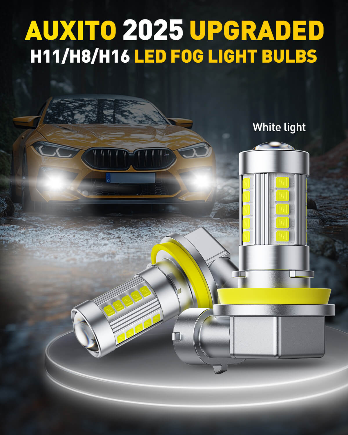 2025 Upgraded H11/H8/H9/H16 LED Fog Light Bulbs - 6500K Cool White, Mini Size 1:1 Replacement - 360° Full Illumination - Perfect for Night Driving, Off-Road Adventures & Bad Weather Conditions