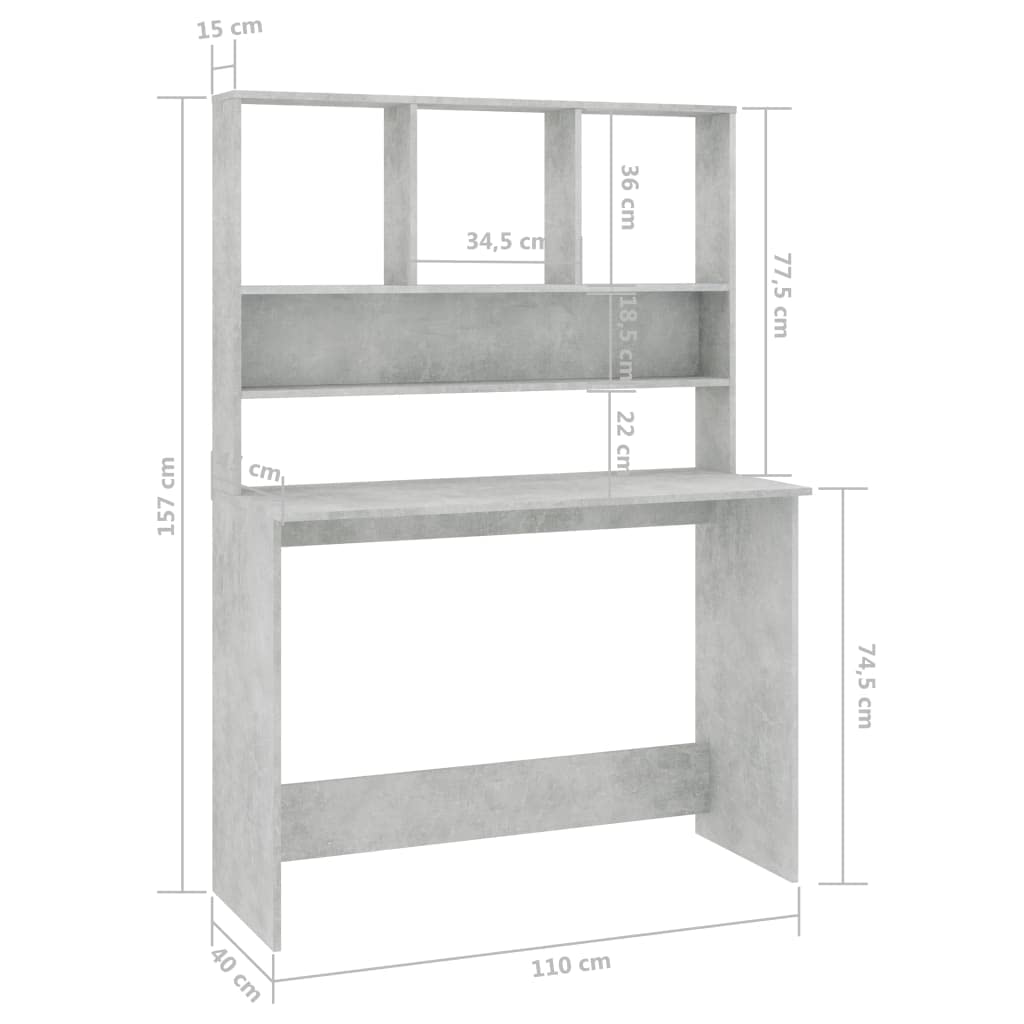Modern Computer Desk with Storage Shelves - 43.3