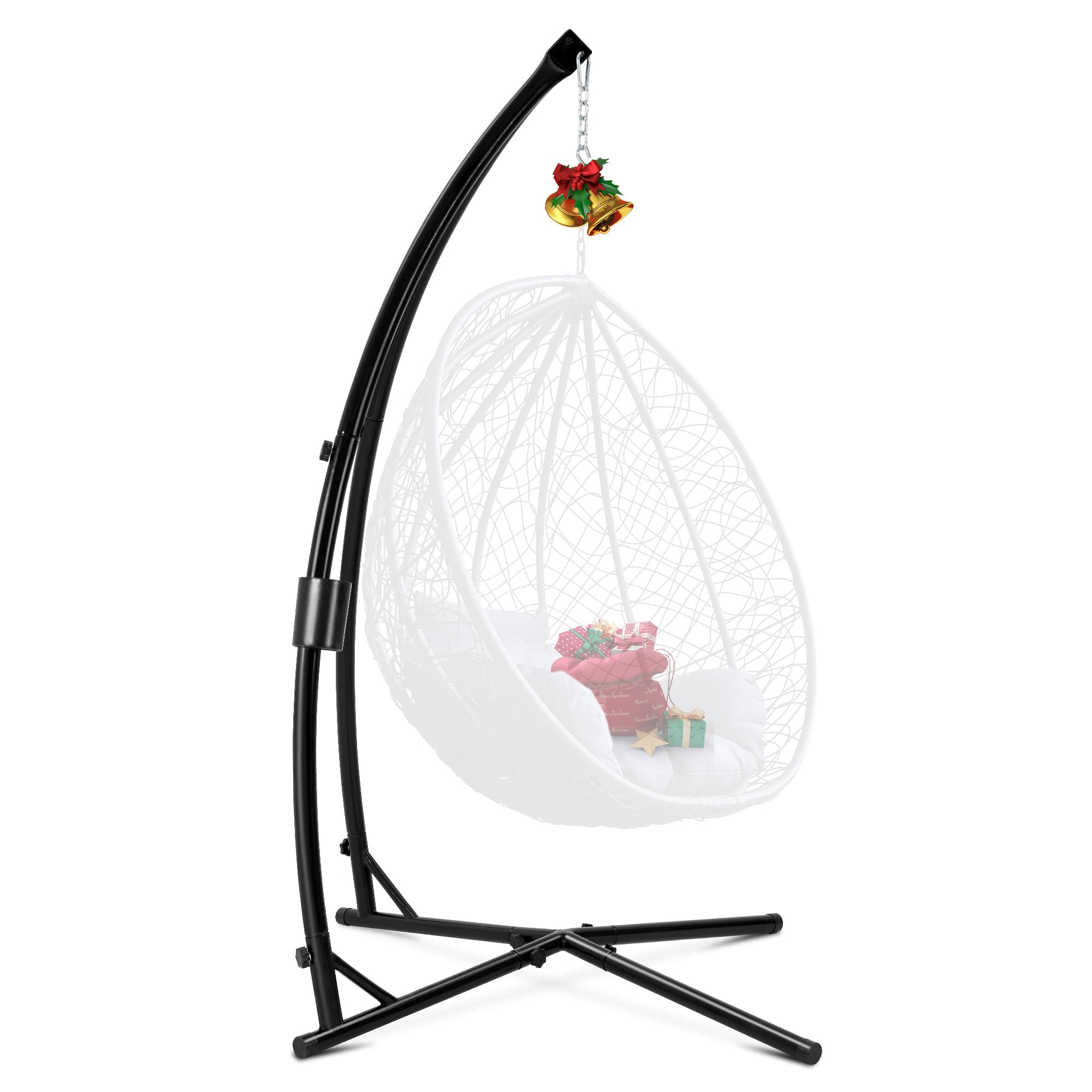 Heavy Duty C-Type Steel Hammock Chair Stand for Indoor & Outdoor Use - 440 lbs Weight Capacity - Black AD333 - Perfect for Patio, Garden, Backyard & Relaxation