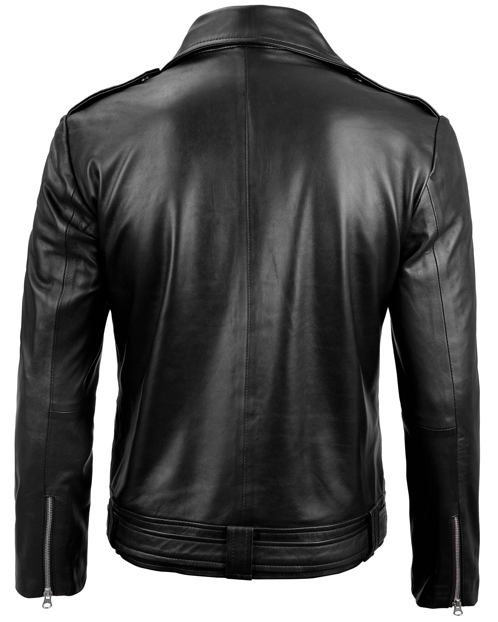Decrum Men's Real Lambskin Leather Jacket - Motorcycle Style Black & Brown Biker Jacket for Men | Premium Quality, Comfortable & Stylish | Perfect for Riding, Casual Wear & Outdoor Adventures