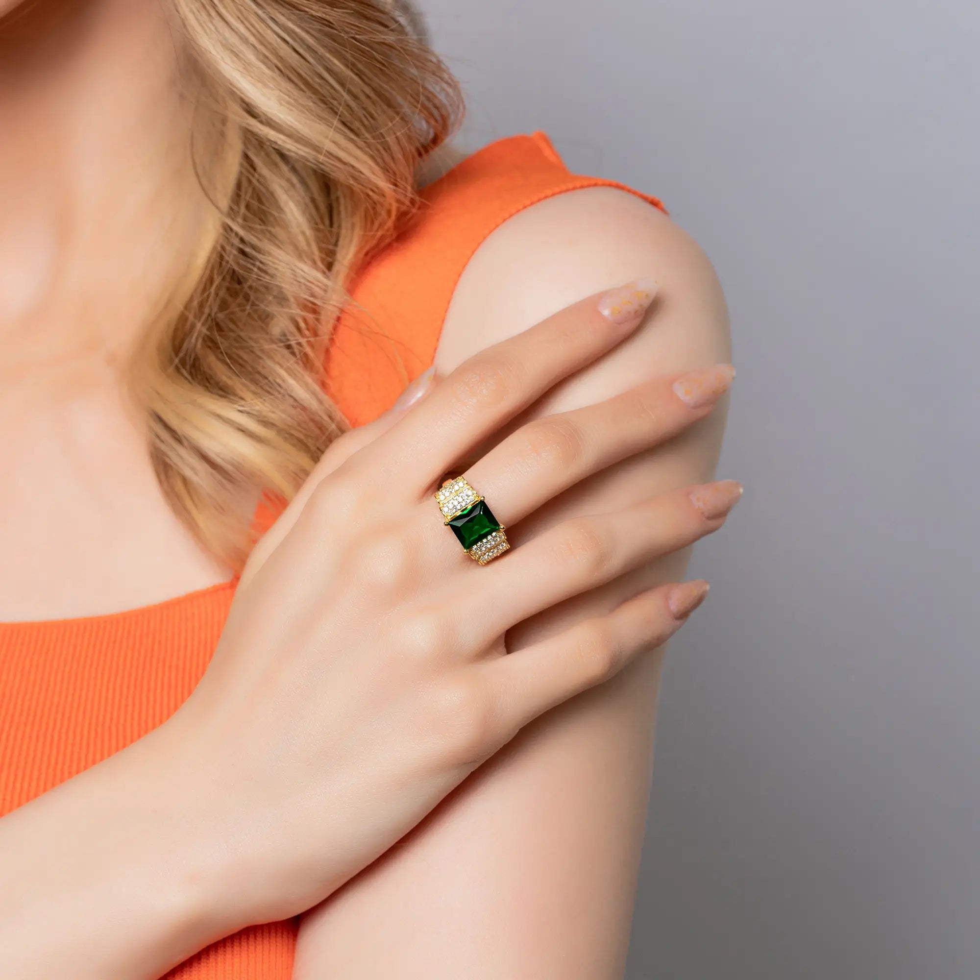 Emerald Baguette Ring - Elegant Green Gemstone Jewelry for Women | Perfect for Engagement, Wedding, Anniversary & Special Occasions