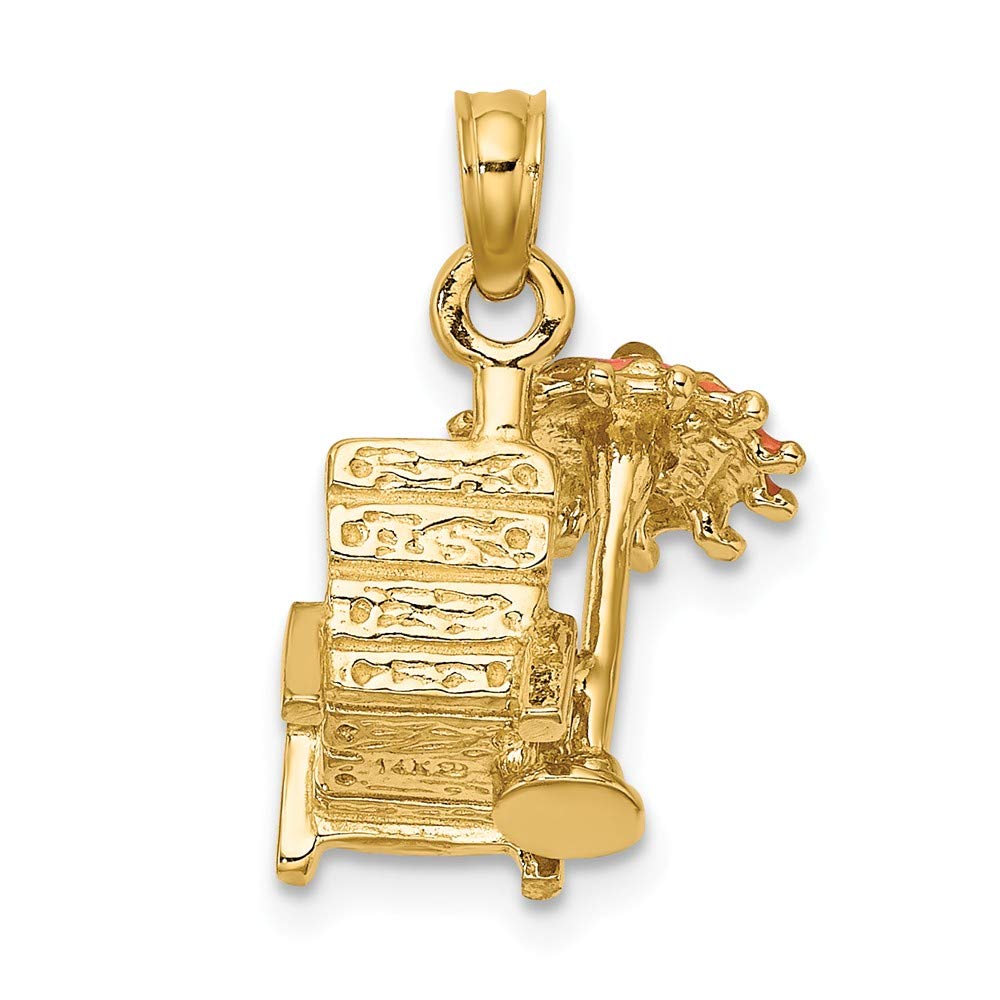 14K Yellow Gold 3D Beach Chair with Umbrella Charm - Jewelry for Summer Vacation & Beach Lovers - Perfect for Necklaces, Bracelets & Gifts