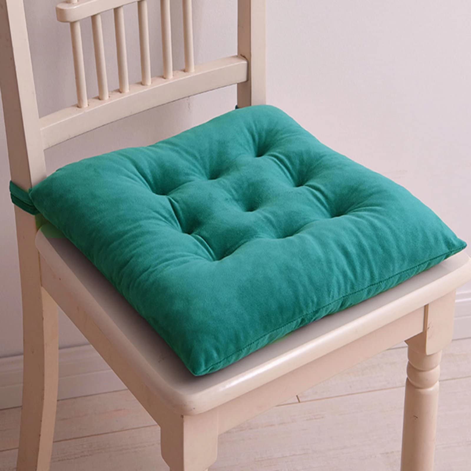 4 Pack Non-Slip Memory Foam Dining Chair Cushions with Ties - Double-Sided Comfort for Kitchen, Dining Room, Patio & Outdoor Use - Green Seat Cushions for Home & Restaurant Chairs
