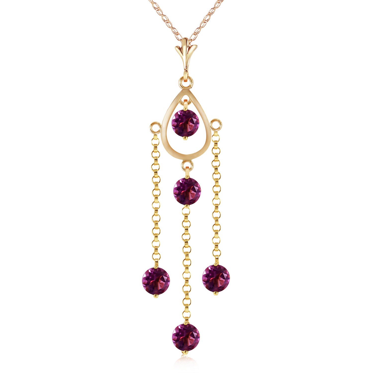 14K Solid Gold Necklace with Natural Amethyst - Elegant Galaxy Gold GG Jewelry for Women | Perfect for Gifts, Anniversaries & Special Occasions