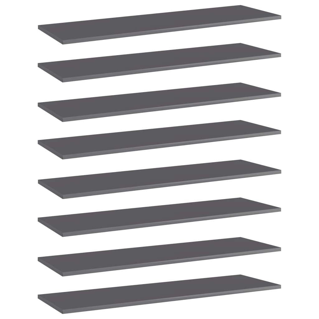 8-Piece High Gloss Gray Bookshelf Replacement Panels - Floating Shelves for Book Storage & Display - Durable Bookcase Organizer for Home, Office & Retail Use