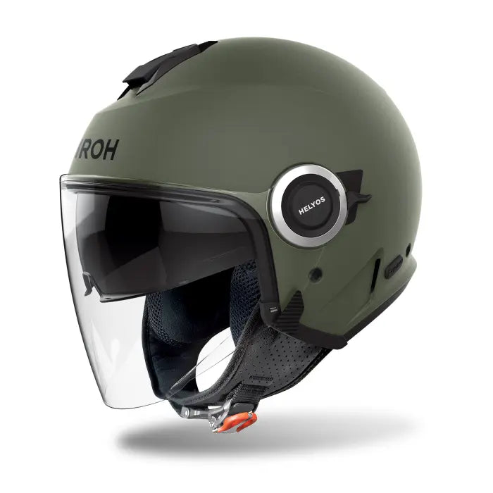 Airoh Helyos Motorcycle Helmet - Matte Military Green Full Face Helmet for Street & Off-Road Biking | Durable & Lightweight for Commuting, Racing & Adventure Riding