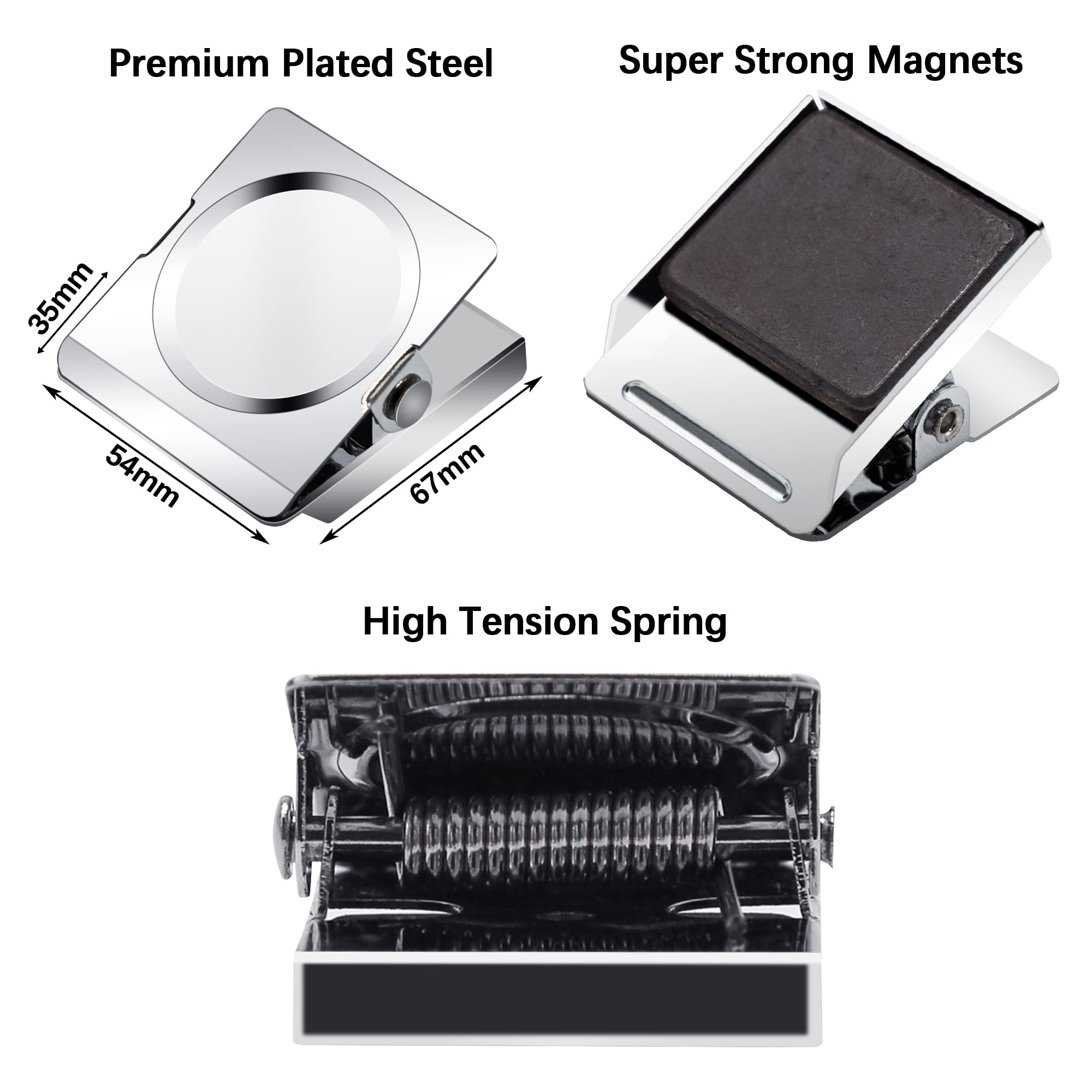 Heavy Duty Magnetic Clips 12 Pack - 2.12 Inch Extra Strong Metal Magnet Clips for Whiteboard, Refrigerator, Office & Classroom - Perfect for Hanging Notes, Photos, Documents & Organizing