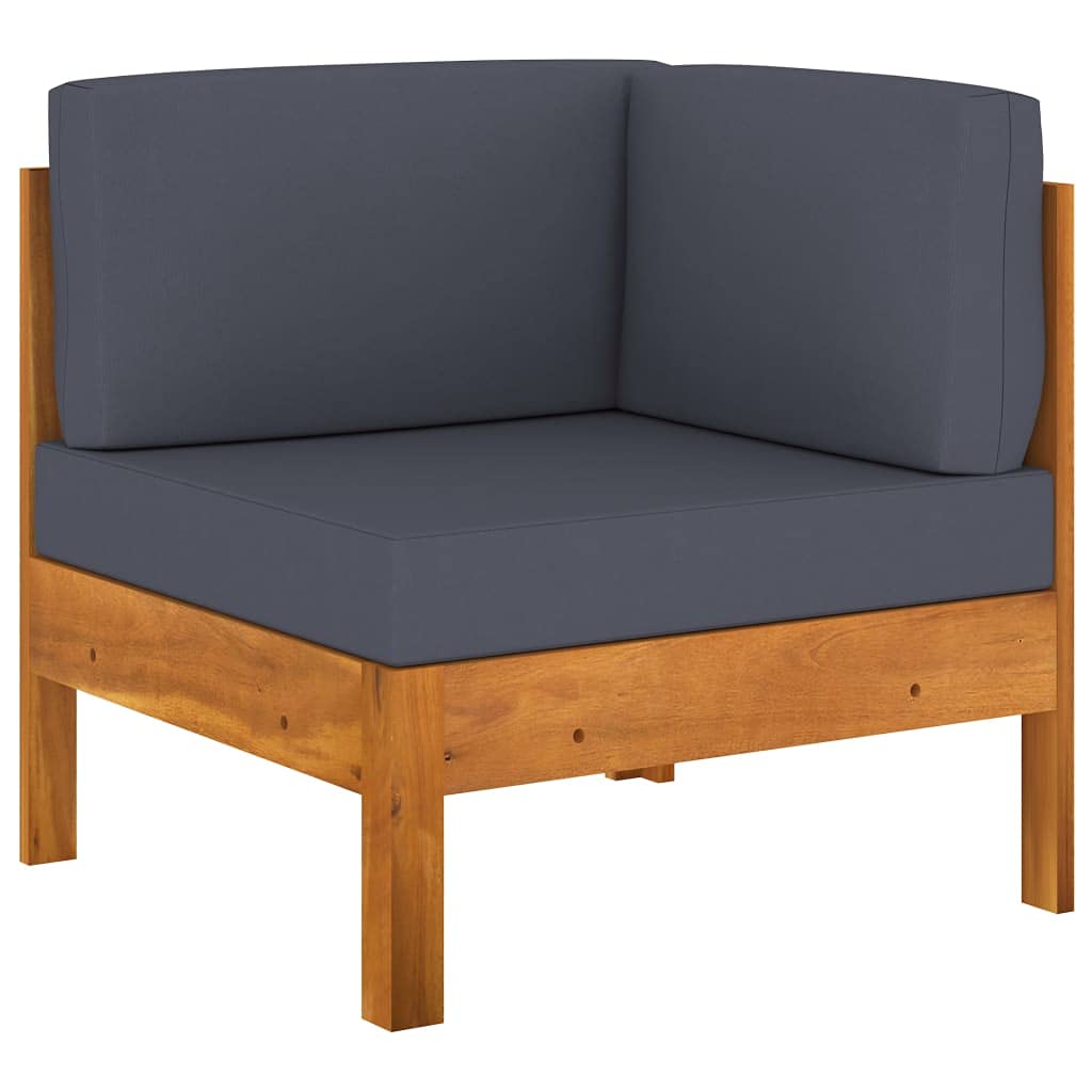 10-Piece Acacia Wood Garden Lounge Set with Dark Gray Cushions - Durable Solid Wood Patio Furniture for Outdoor Terrace, Backyard & Poolside Relaxation