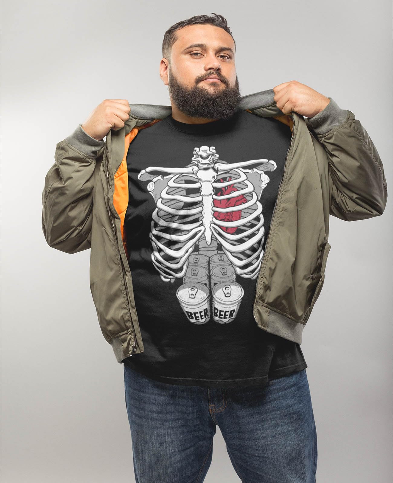 Funny Skeleton Shirt for Men - Rib Cage Costume T-Shirt - Halloween Party Outfit & Cosplay Apparel - Large Size - Perfect for Halloween, Costume Parties, and Themed Events