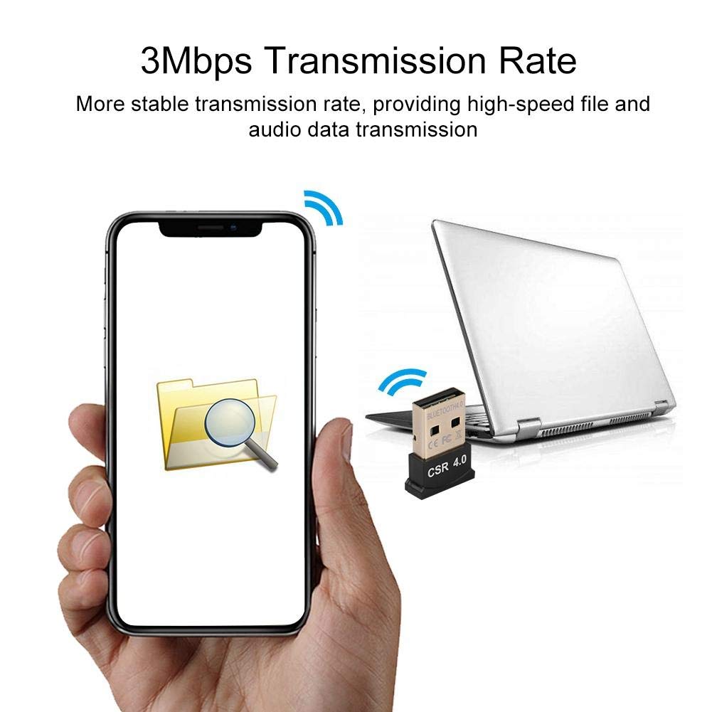 ASHATA CSR4.0 Mini USB Bluetooth Adapter Wireless Dongle Receiver for Mouse, Keyboard, Headset - Plug & Play Bluetooth Connectivity for PC, Laptop, Home Office & Gaming Setup