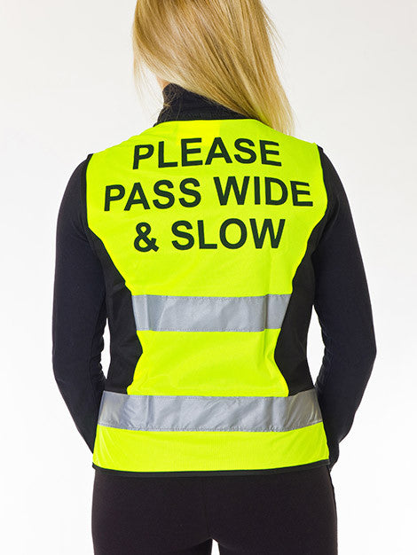 High Visibility Safety Vest - Please Pass Slow and Wide - Reflective Work Vest for Construction, Cycling & Roadside Emergencies