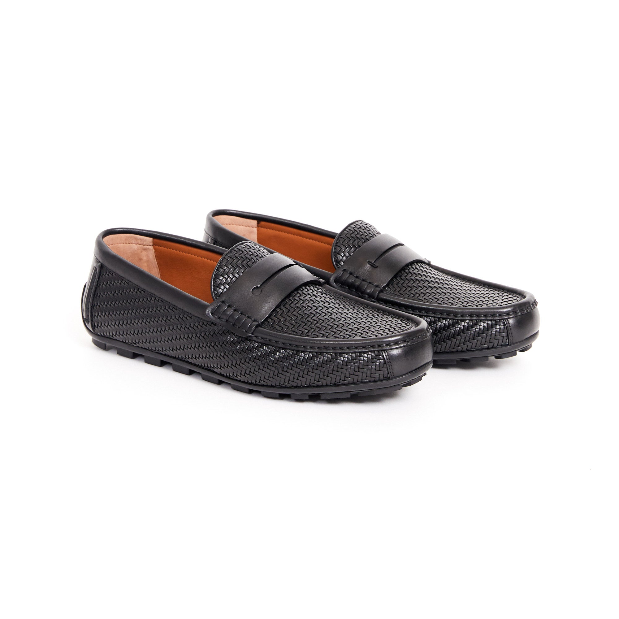 ERMENEGILDO ZEGNA Pelletessuta™ Highway Driving Shoes for Men - Premium Black Leather Loafers for Comfortable Long-Distance Driving & Casual Wear