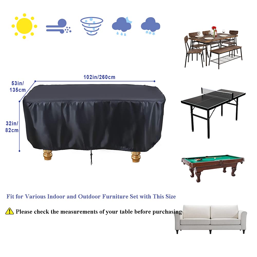 8ft Waterproof Pool Table Cover for Outdoor & Indoor Use - Heavy Duty Billiard Table Protection for Rain, Dust & Sun Damage