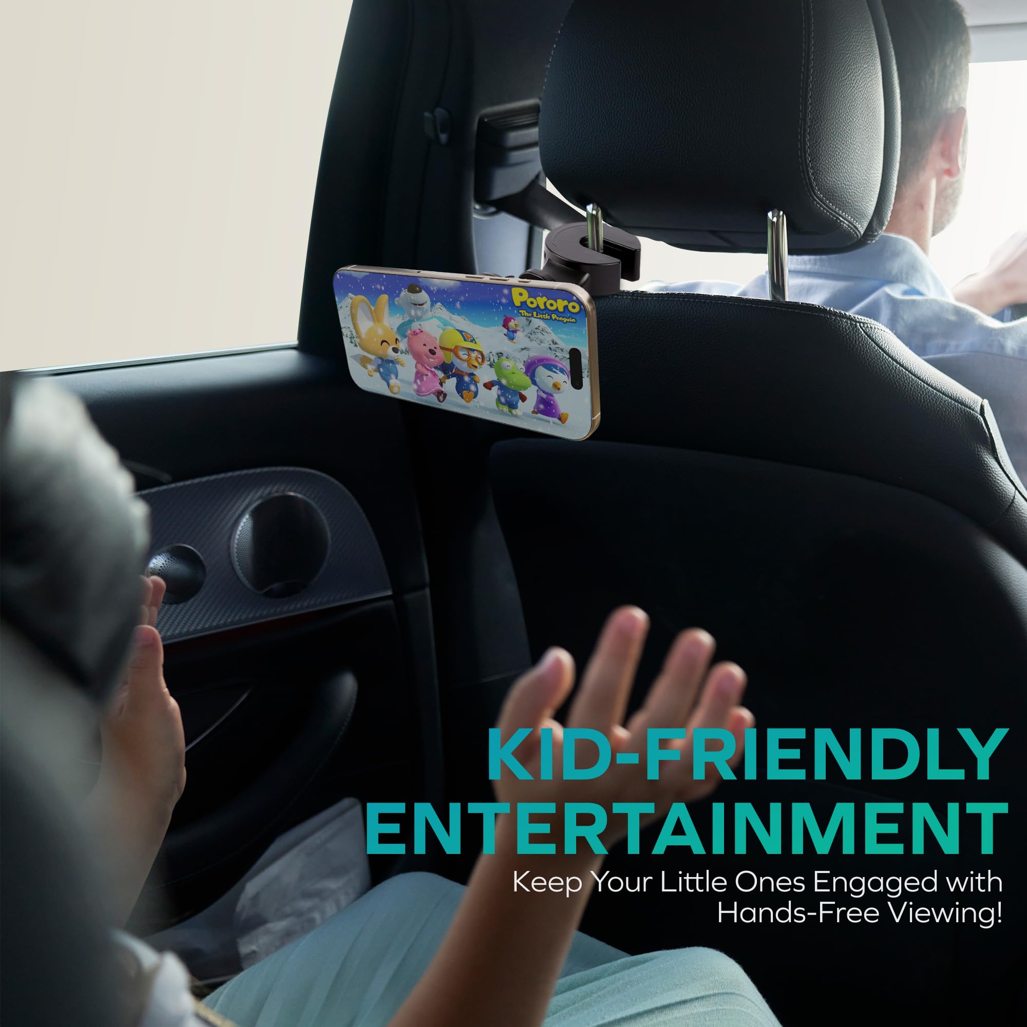 Magnetic Car Phone Holder for iPhone - Adjustable Headrest Mount with Quick Installation | Perfect for Road Trips, Commuting & Hands-Free Navigation
