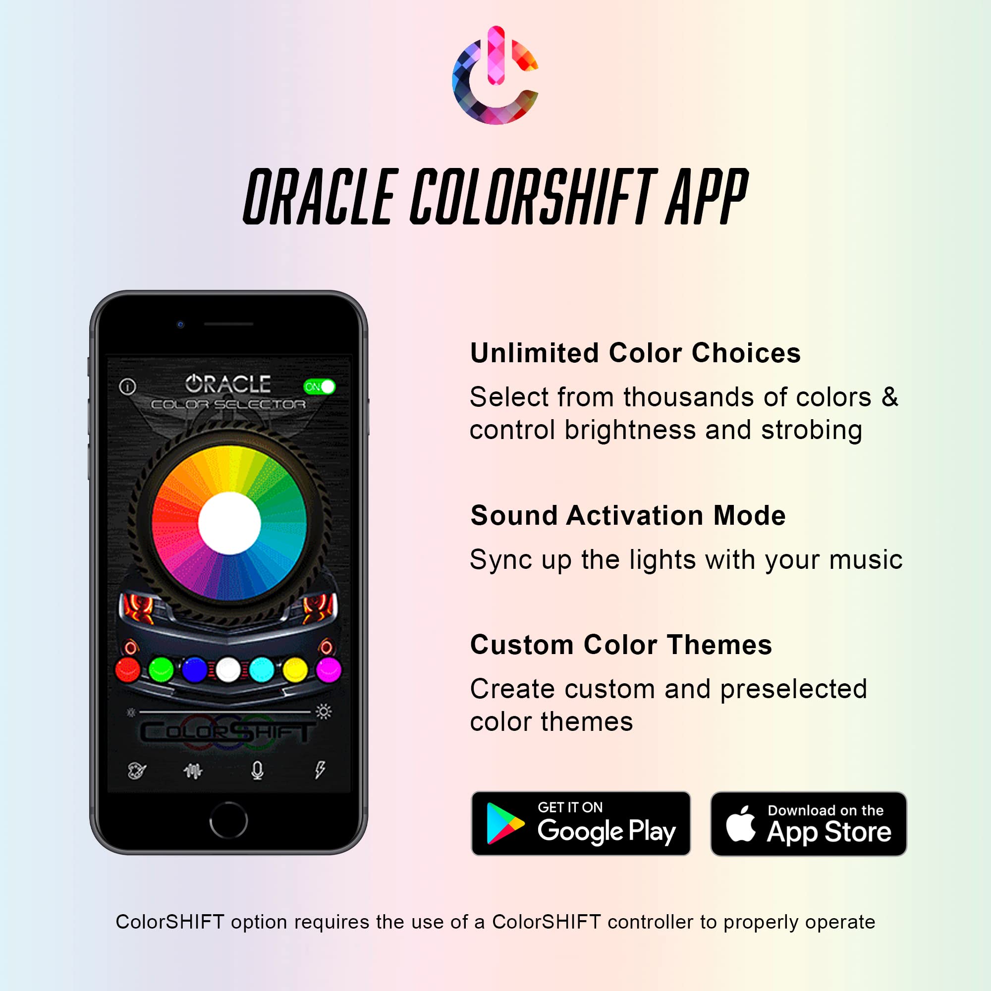 ORACLE LIGHTING ColorSHIFT RGB+W DRL Headlight Kit for 2015-2021 Dodge Charger | 6 DRL Lights with BC1 Controller | Part #1443-335 | Upgrade Your Ride with Customizable Daytime Running Lights for Enhanced Style & Safety