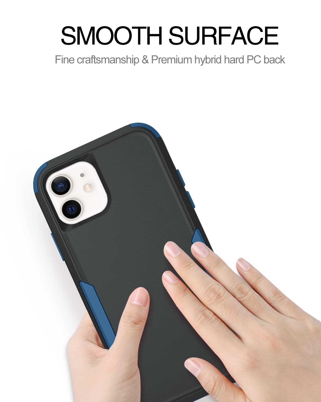 Premium Heavy Duty 3-in-1 Shockproof iPhone 12/12 Pro Case - Rugged Non-Slip Full Body Protection with Hard PC & Soft TPU Bumper (6.1 Inch) | Ideal for Outdoor, Work & Daily Use | Black/Navy Blue